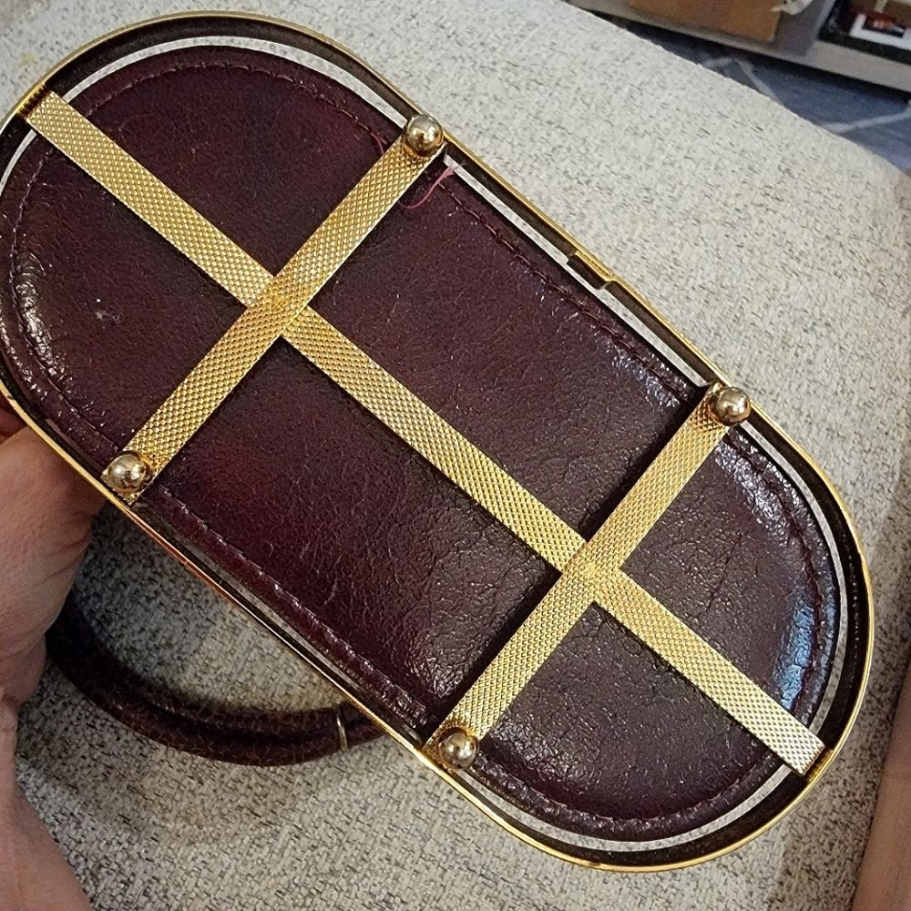 Rare #Vintage #1950s #Etra Brown & Gold Cage #Handbag #Purse - Picture 9 of 9